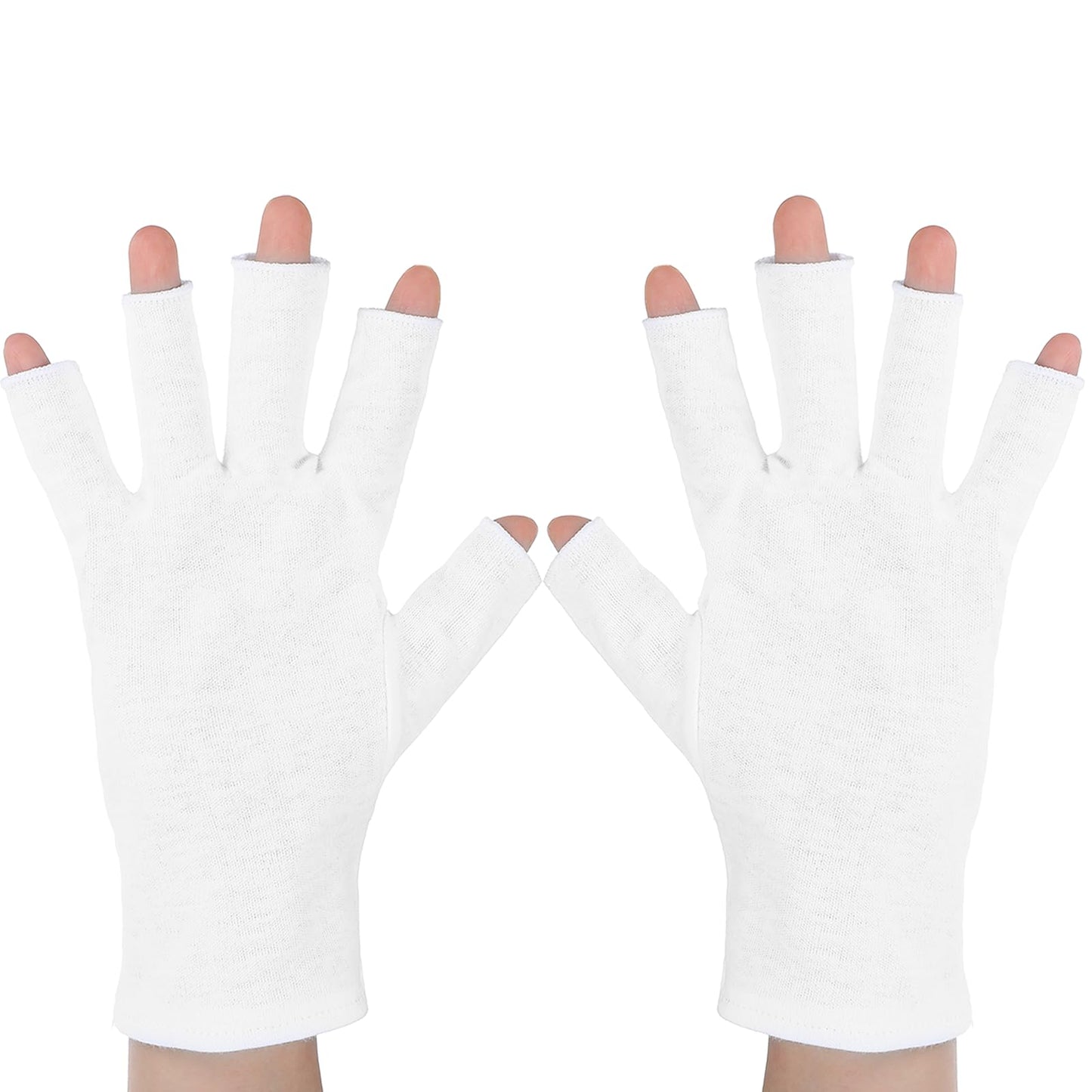 Oruola 2Pairs White Fingerless Gloves for Women,Cotton Gloves for Dry Hands Sleeping,White Gloves Fingerless for Eczema,Sleeping,Overnight,Lotion & Spa Treatment,Moisturizing Night Gloves