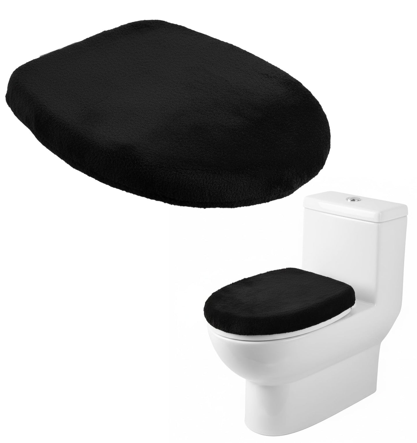 1 Pc Black Toilet Cover, Soft Velvet Polyester Black Toilet Seat Cover, Absorbent & Machine Washable (40 * 27 cm)