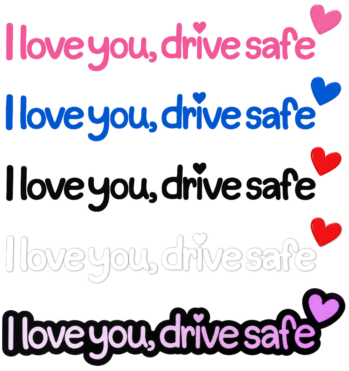 5 Pcs I Love You Drive Safe Mirror Sticker, Window & Rearview Mirror Decal