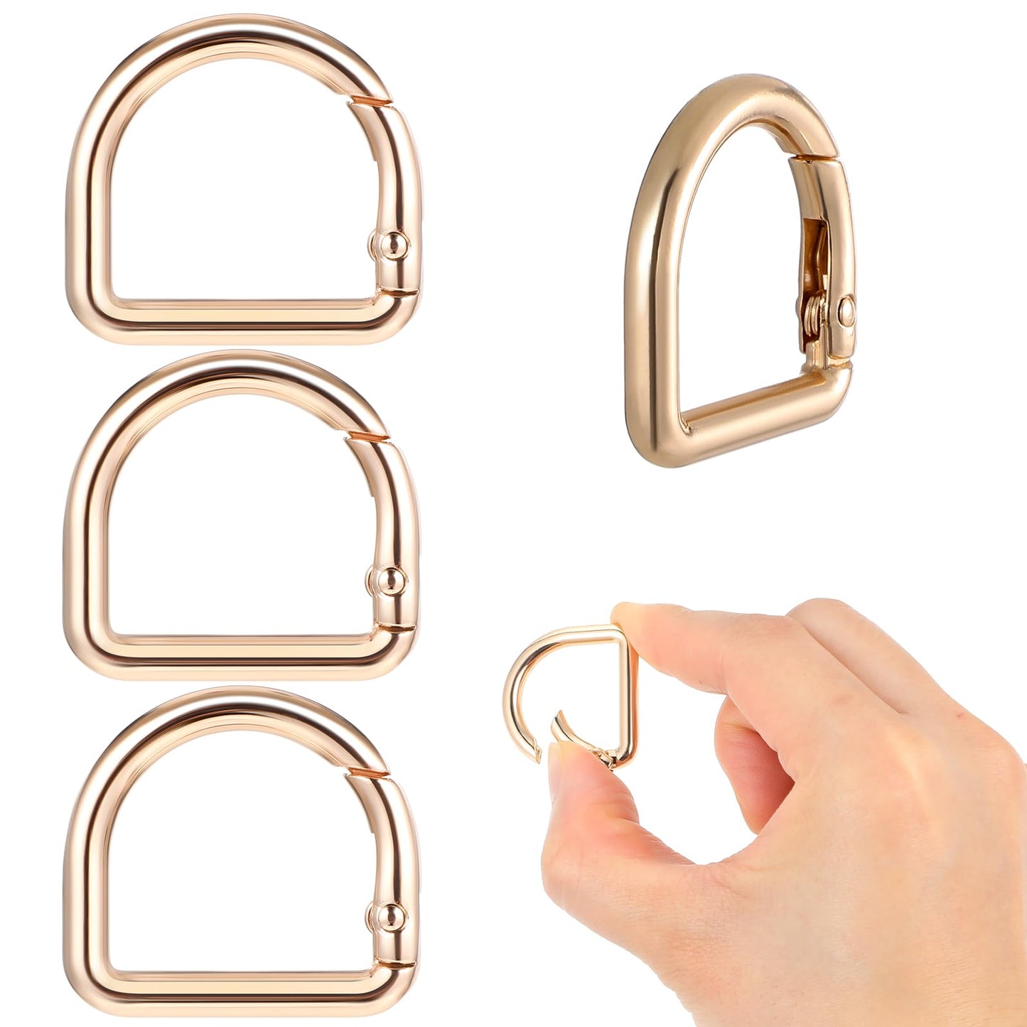 oruola 5pcs D Rings for Bags,1 Inch D Ring Spring Key Hooks,Metal Alloy Snap Clasps for Belts,Handbags,Shoulder Straps,Phone Lanyards,DIY Purse Strap Replacement for Backpack,Purse Strap,Gold