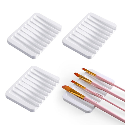 Elegaperma Set of 4 Brush Holder Painting, Soap Dish Silicone, Soap Holder Silicone with Drain, Multifunctional Brush Holder for Artists and Hobbyists for Bathroom, Kitchen, Art Studio
