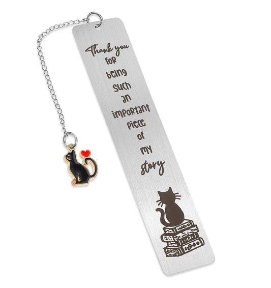 Stainless Steel Bookmarks with Cat and Grateful Quotes for Readers & Cat Lover, Women, Men & Kids