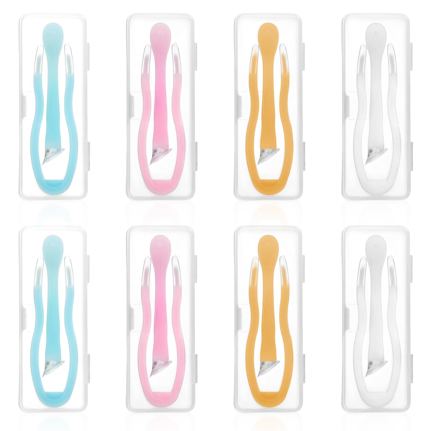 oruola 8pcs Contact Lenses Applicator,Soft Contact Lens Inserter Remover,Portable Contact Lens Remover Suction Holder Inserter Tool with Tweezers & Storage Case for Soft Lenses-White,Pink,Blue,Orange