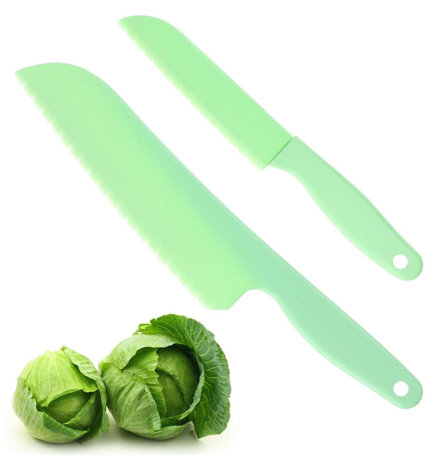 Thrymme 2 Pack Lettuce Knife, Salad Knife Plastic Serrated for Veggies, Fruit