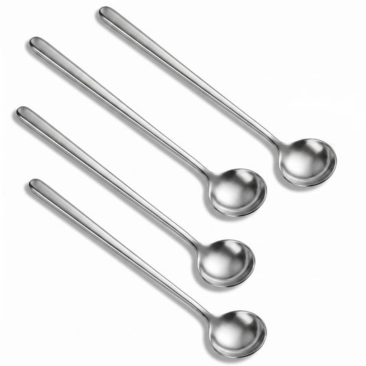 4 Pcs Latte Spoons, Sundae Spoons Polished for Espresso, Yoghurt, Ice Cream