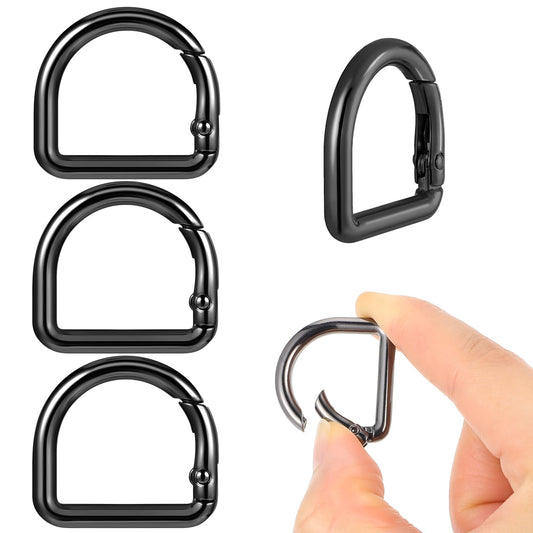 Oruola 5pcs D Rings for Purse,Zinc Alloy D Ring Spring Key Hooks,2.8 x 3cm/1.1 x 1.18In D Ring Keychain,Purse Hardware for Bag Making,Purse Strap Replacement for Backpack Handbag Purse Strap,Black