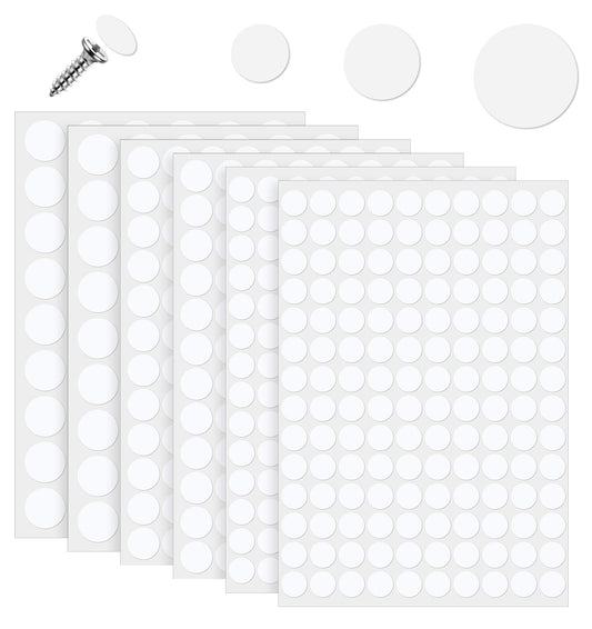 580 Pieces White Screw Cover Stickers, Self-Adhesive Screw Covers White