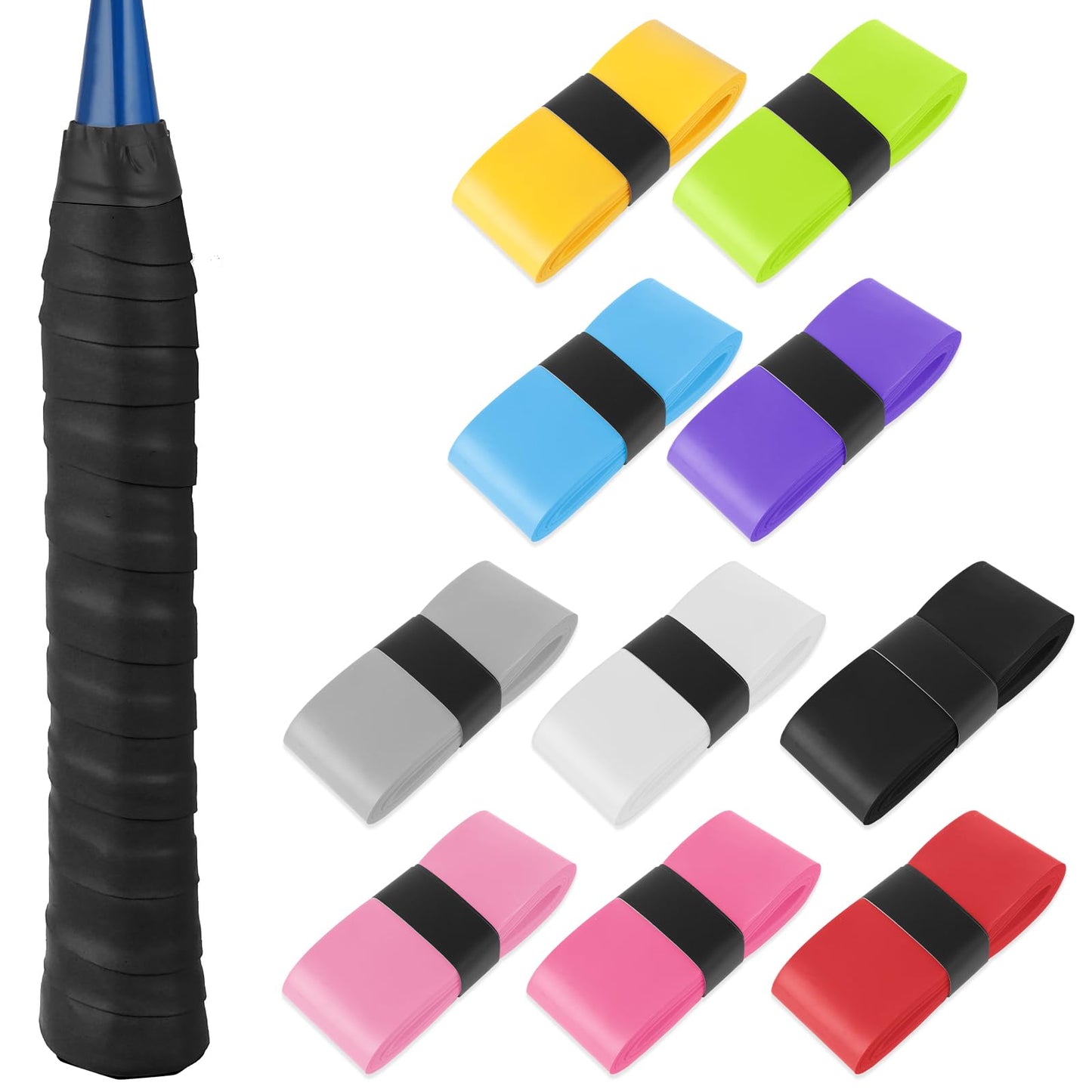 Oruola 10pcs Badminton Racket Grip,Tennis Racket Grip Tape,Multicolored Badminton Racket Grip Tape for Badminton Squash,Cricket Bat Tape,Anti Slip Quick Drying Tennis Super Absorbent Overgrips