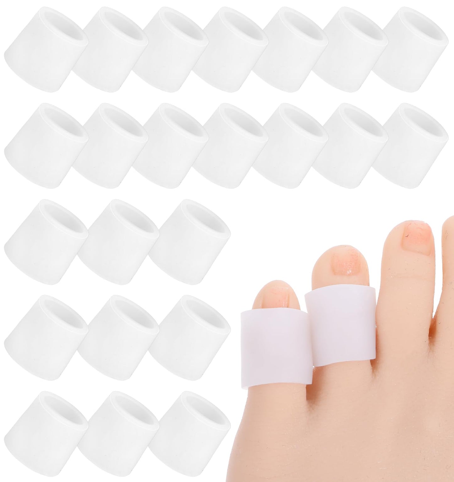 24 Pcs Pinky Toe Protector, Silicone Toe Sleeves for Pain Relief (Beige)