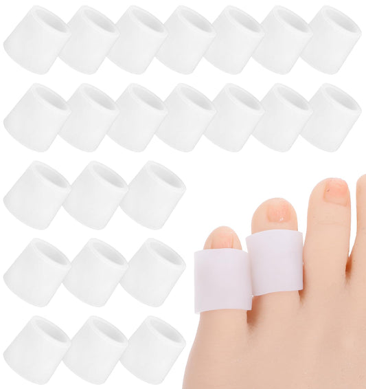 24 Pcs Pinky Toe Protector, Silicone Toe Sleeves for Pain Relief (Beige)