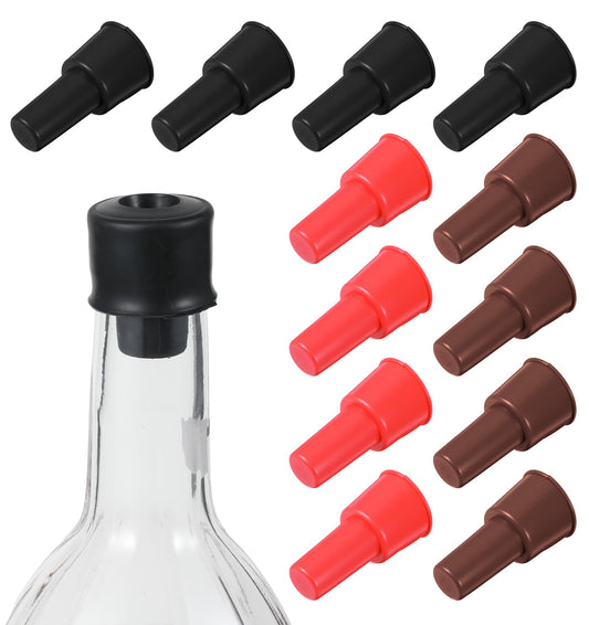 Silicone Wine Stopper 12pcs stoppers Soft Elastic odorless Strong Seal Reusable Easy to Clean Suitable for Bottles of Various Specifications Without damaging The Bottle Mouth