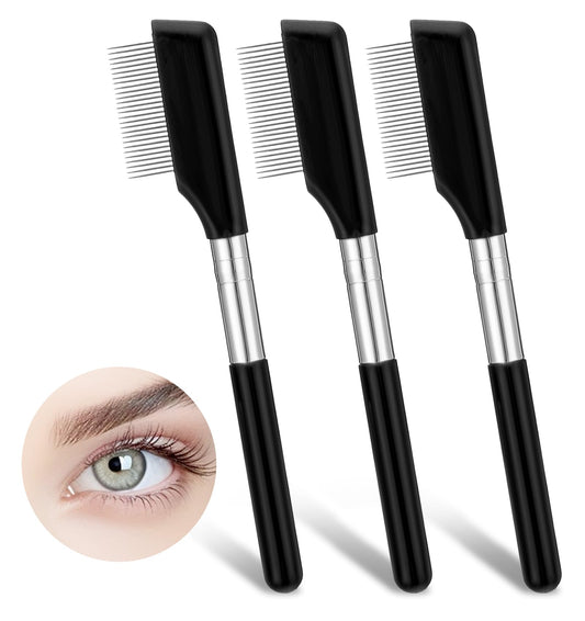 3 Pcs Eyelash Comb, Eyelash Separator & Eyebrow Brush, Fine Teeth for Lash Clump Removing, Daily Eye Makeup Grooming Tool for Home & Beauty Salon Use