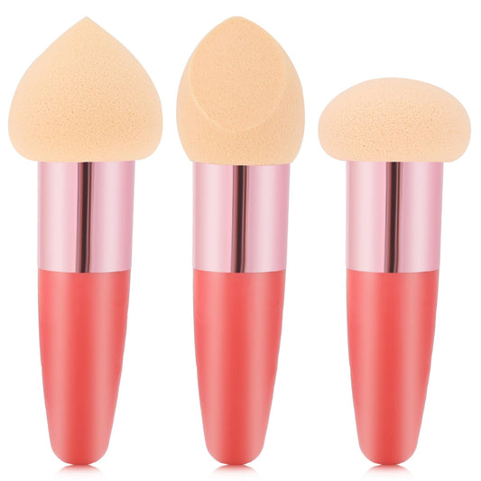 Oruola 3pcs Makeup Sponges for Foundation,Sponge Makeup Applicator with Handle,Different Shapes of Makeups Applicator Sponge,Multipurpose Mushroom Powders Puff Dry & Wet Use for Powder Cream