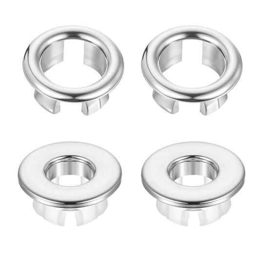 Classicseali 4pcs Sink Overflow Cover,Bathroom Sink Overflow Trim Ring,Bathroom Kitchen Sink Overflow Ring Basin Trim Cover Hole Insert in Caps,Silver