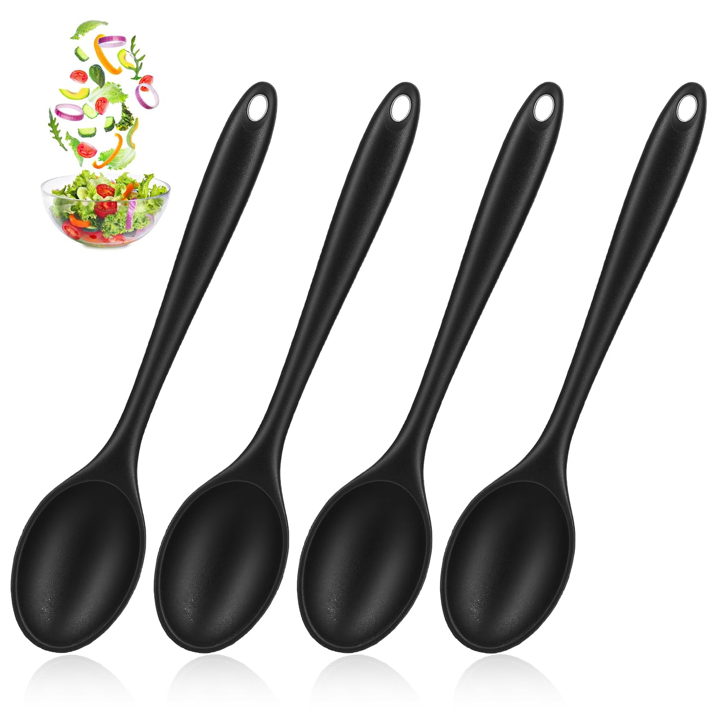 Elegaperma 4 PCS Silicone Spoons for Cooking, Heat Resistant Silicone Spoon, Silicone Cooking Spoon for Cooking Baking and Kitchen Use