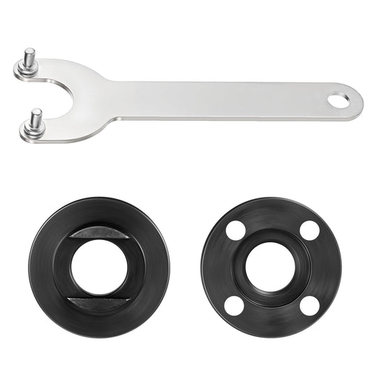 Classicseali Angle Grinder Key, 1 Angle Grinder Accessories with 2 Flange Nuts, Flange for Angle Grinder, 5/8-11 Screw, Compatible with Most Small Angle Grinders (Silver + Black)