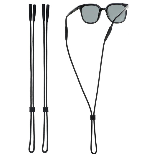 Classicseali Pack of 2 Glasses Straps Sports, Glasses Straps Men, Sunglasses Band, Glasses Loops for Sports Glasses, Sunglasses, Reading Glasses, Protective Glasses, Outdoor Activities (Black)