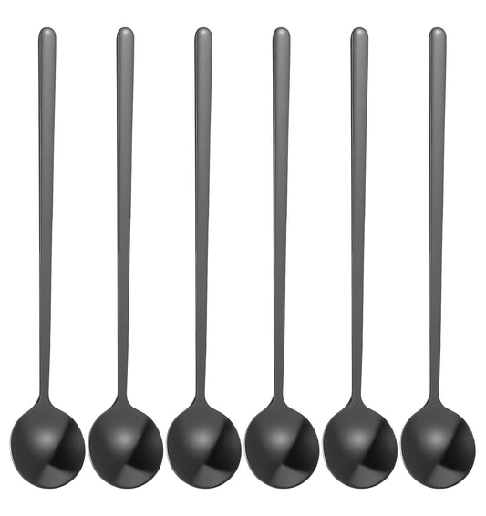 6 Pcs Coffee Spoons, Matte Black Teaspoons, Stainless Steel Small Spoon for Coffee, Tea, Dessert