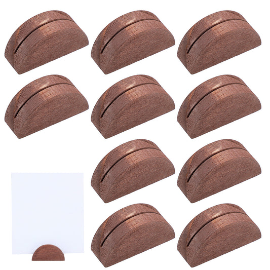 Elegaperma 10Pcs Place Card Holders, Wooden Table Number Holders Natural Brown Finish, Table Number Stands Pine Wood Construction for Event Seating and Decorative Displays
