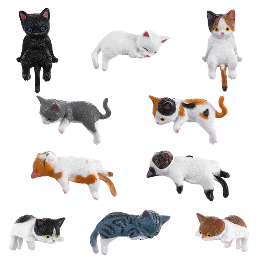 ValueBargain 10 Pcs Cat Computer Monitor Decor, Mini Little Cats for Computer Monitor Resin Figurines, Cute Dashboard & Desk Decorations (3.9 x 2.3 In)