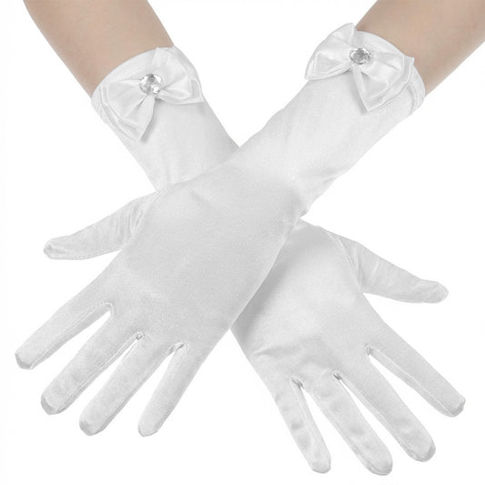 Elegaperma Girls White Gloves for Princess Dress Up, Toddler Princess Gloves for Girls, Satin Costume Accessories for 3-6 yrs Girl