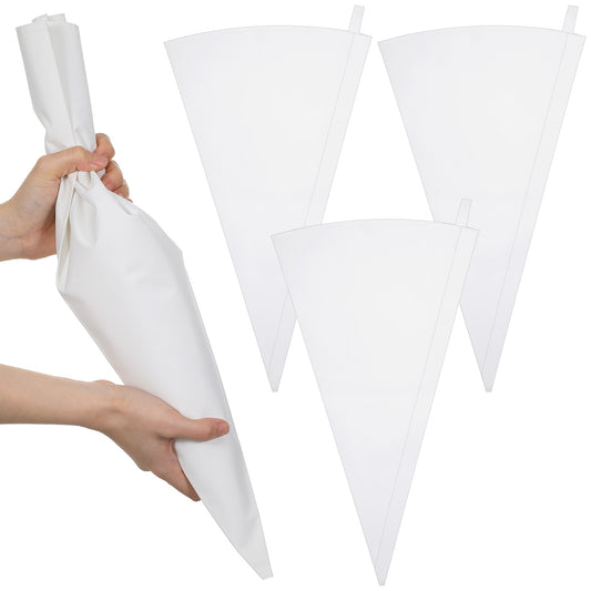 Guduling 3-Pack Big Piping Bags,Reusable Piping Bags 20-Inch, White Cloth Cake Decorating Bag,with Hanging Loop for Cake Decorating, Leak-Resistant & Dishwasher Safe