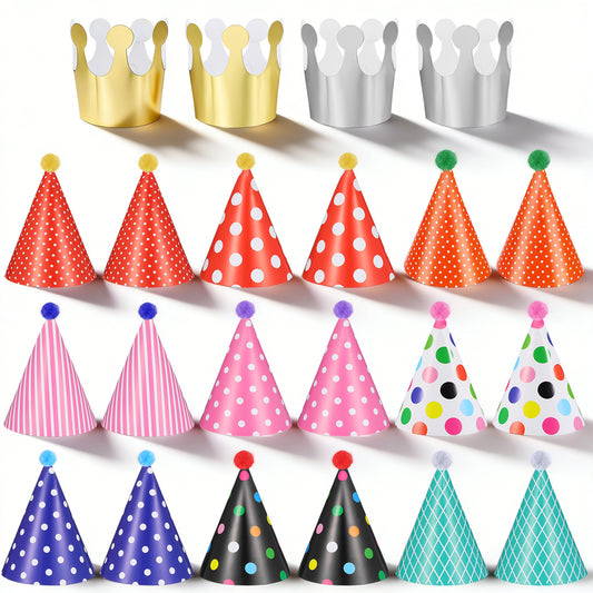 guduling 22 Pcs Birthday Party Hat,11 Pattern Birthday Party Hats for Kids,Small Metallic Foil Cone Hat,Birthdays Partys Hats for Adults in Celebration Headwear for Kids Adults
