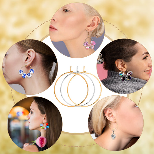 oruola 120pcs Earring Hoops for Jewellery Making,Wine Glass Charm Rings,Earring Making Kit,Earring Beading Hoops,25 mm Earrings Hoops for DIY Craft, Party, Wedding Decor,Gold and Silver