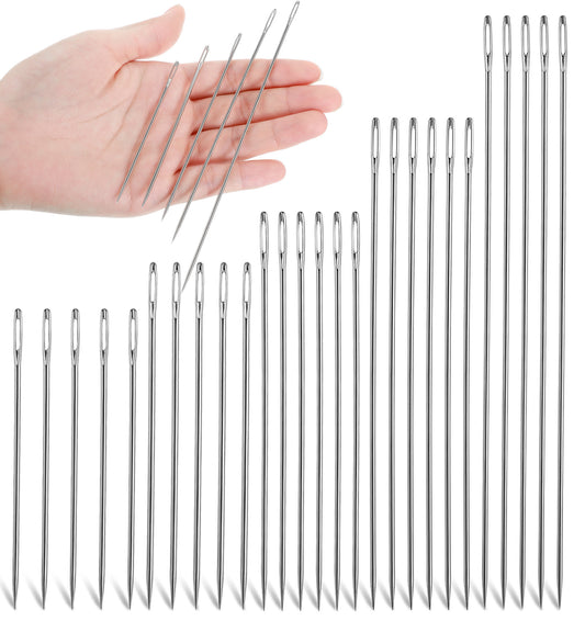25Pcs Large Sewing Needles, Sewing Needles Large Eye with Sharp Point for Yarn & Knitting, Easy Thread Large Eye Stitching Needles, Stainless Look for Mending, Embroidery, Crafts