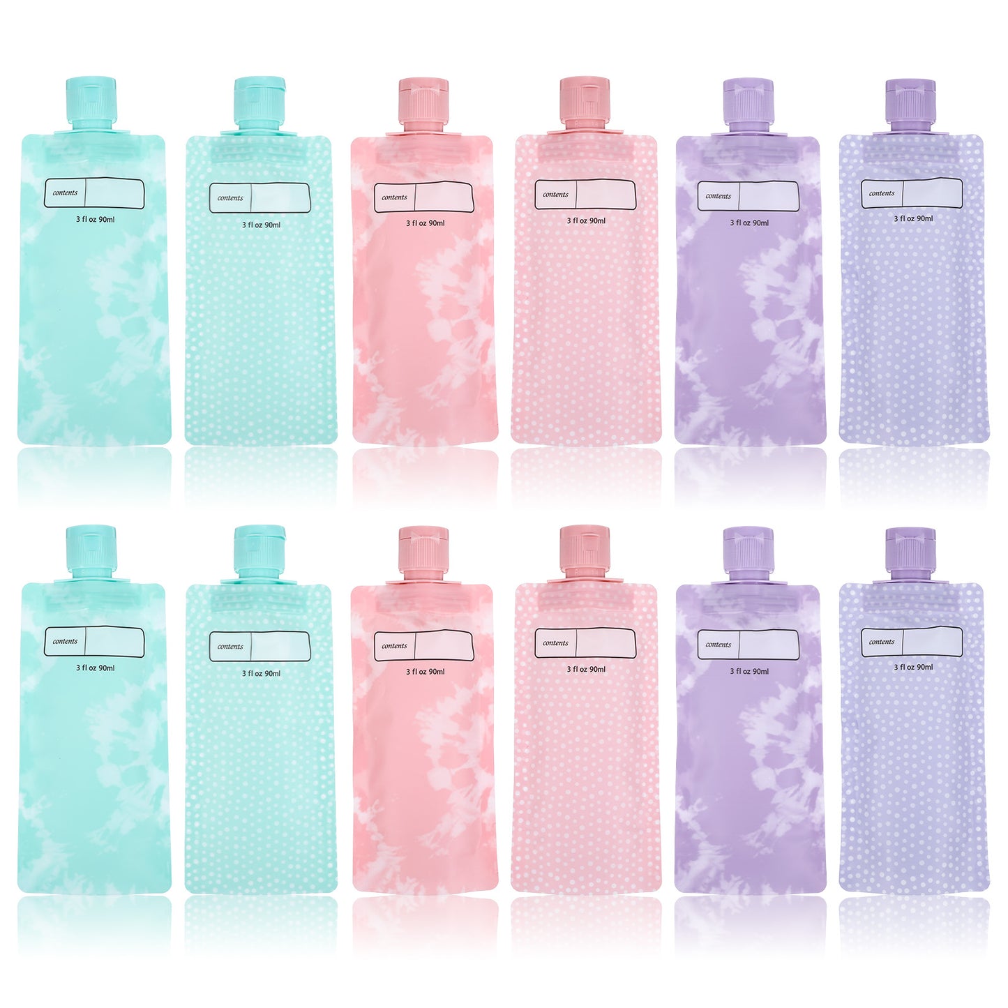 Guduling 12 pcs Travel Pouches for Liquids,Leak Portable Dispensing Bags for Travel,Refillable Liquid Travels Pouches for Shampoo Conditioner Lotion Body Wash