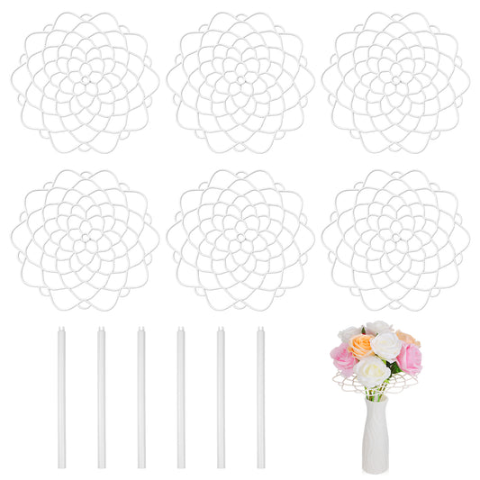 Elegaperma 6pcs Silicone Flower Arranging Grid for Vase with Support Sticks