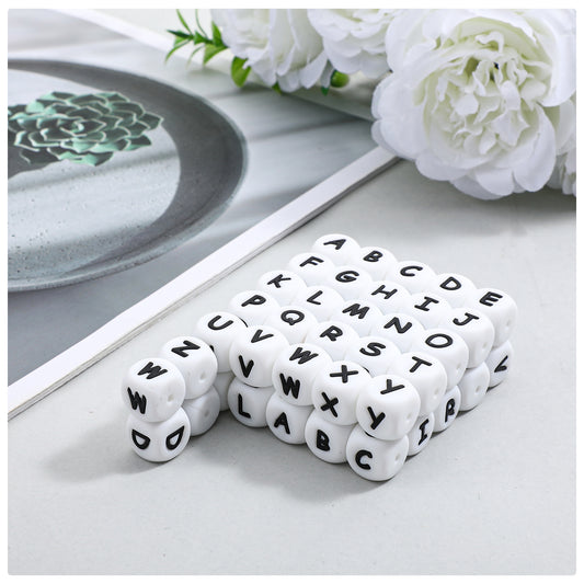 Classicseali 52 pcs Square Letter Beads for Bracelets, 12mm Silicone Letter Beads, Pony Bead Letters for DIY, Crafts, Bracelet, Lanyards, Jewelry Making