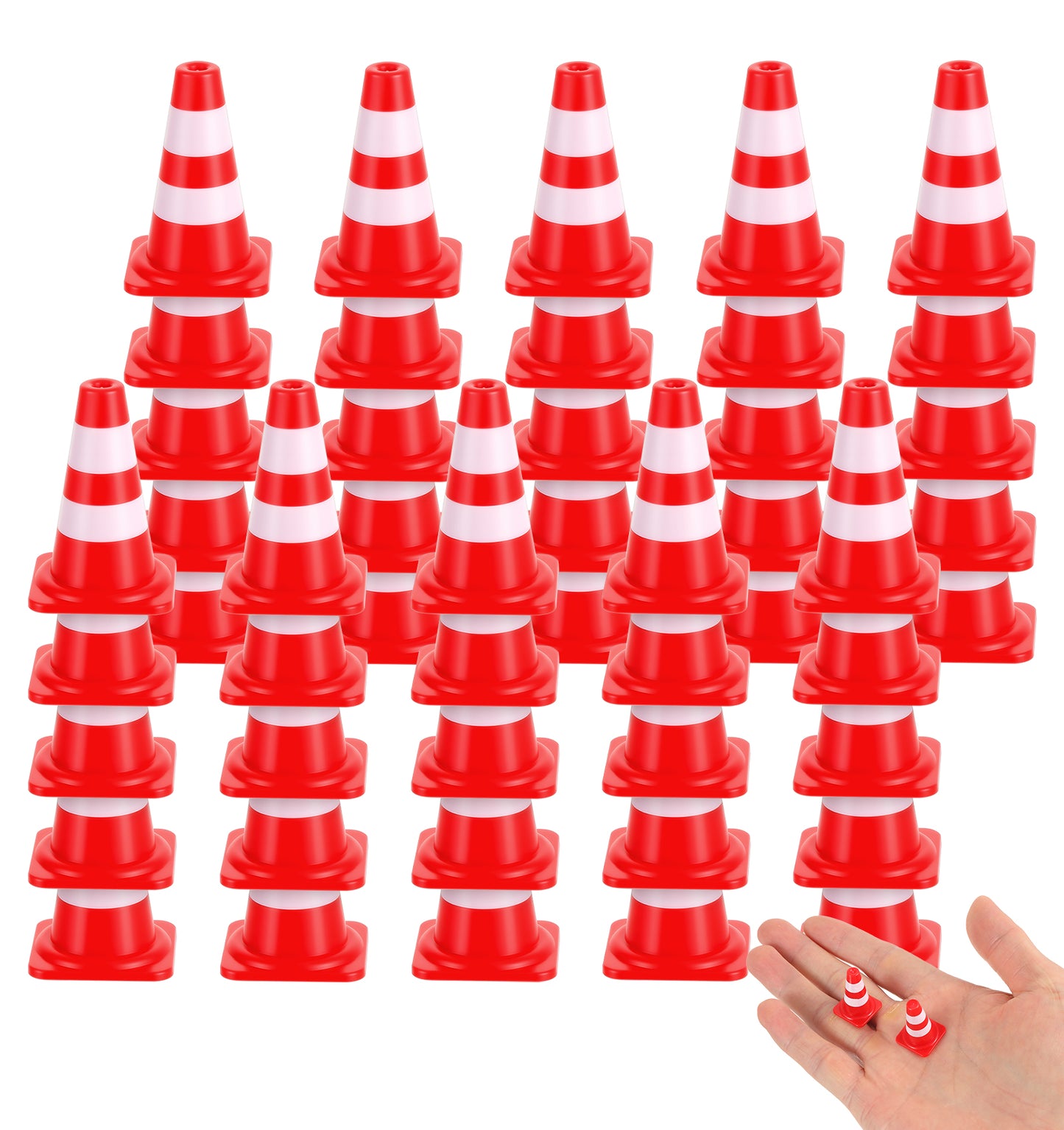 ValueBargain Mini Construction Cones, 50Pcs Small Traffic Cones 1 Inch Training Roadblock for Micro Landscape Sand Table Engineering Construction Road Cone Model