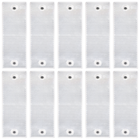 Guduling 10 pcs Reflectors for Gate Posts, Self Adhesive Reflectors for Driveway Posts, Rectangular Trailer Reflector for Gate Post Trailer Motorcycle Caravan Truck, White with Holes