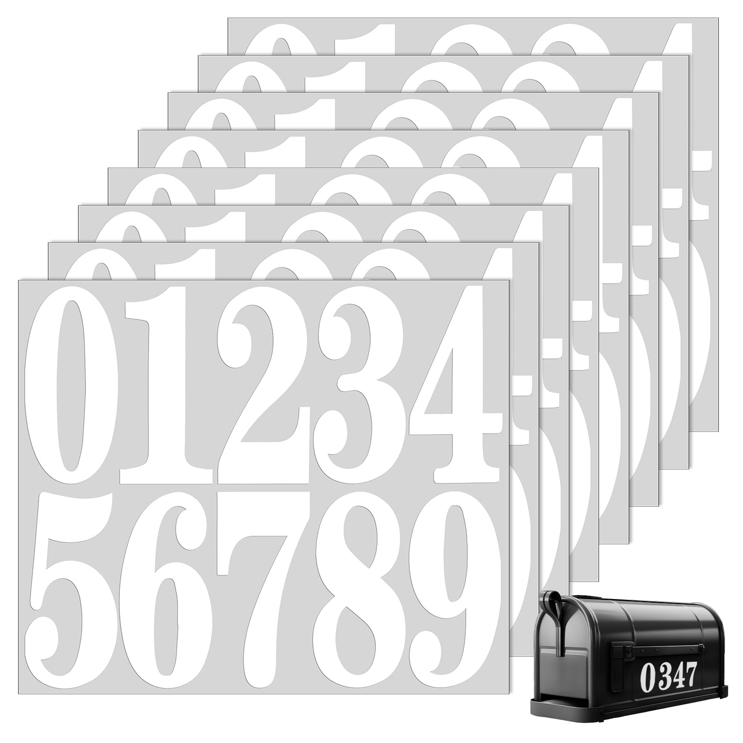 80 Pcs Reflective Numbers for Mailbox, 3 Inch Mailbox Number Stickers Self-Adhesive, Waterproof Vinyl Address Numbers for Outside, Door, Garbage Bins & House