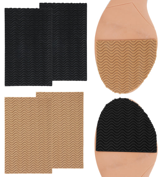 4 Pcs Sole Protector, Portable Shoe Heel Replacement Rubber Pads, Self-Stick Non-Slip Shoe Sole Protector for Men’s and Women’s Shoes (2 Pieces Each of Black and Khaki)