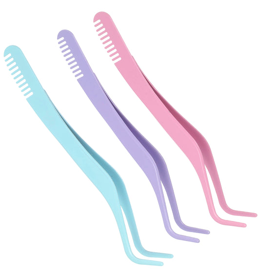 3 Pcs Lash Applicator Tool, Curved Eyelash Tweezers for Cluster Lashes