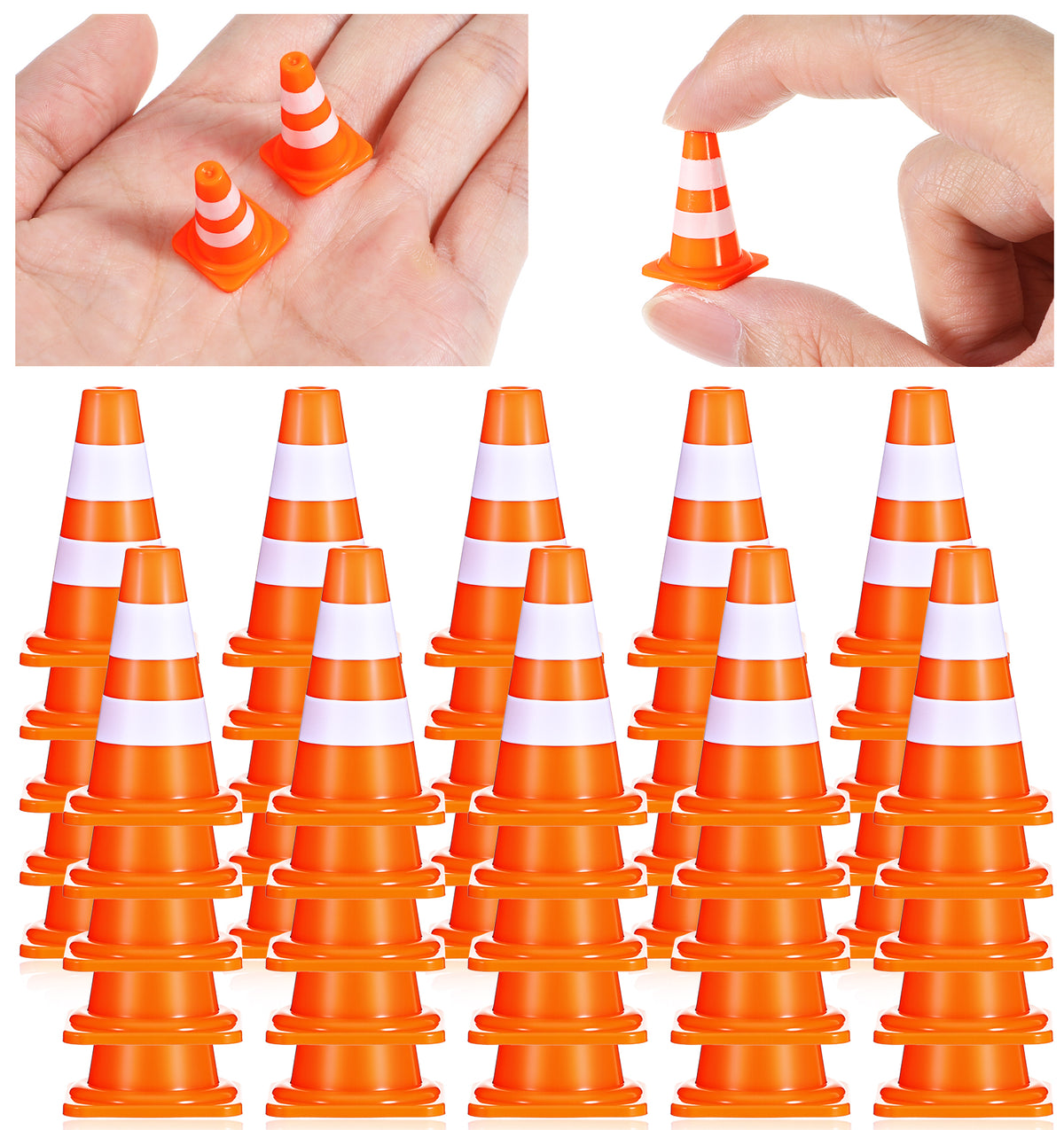 Acrbeli Mini Traffic Cones ABS 2.54cm, 50 Pack (Orange)