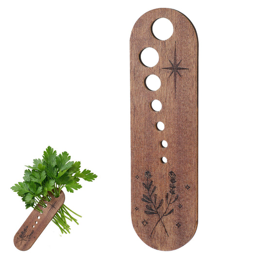 Elegaperma Wooden Vegetable Leaf Stripper, Ergonomic Vegetabl Stripper Bowl Ceramic Design with Multi-Holes, Pottery Wooden Strippers Bowl UK Style Tool for Cilantro, Mint Leaves and Kitchen Prep