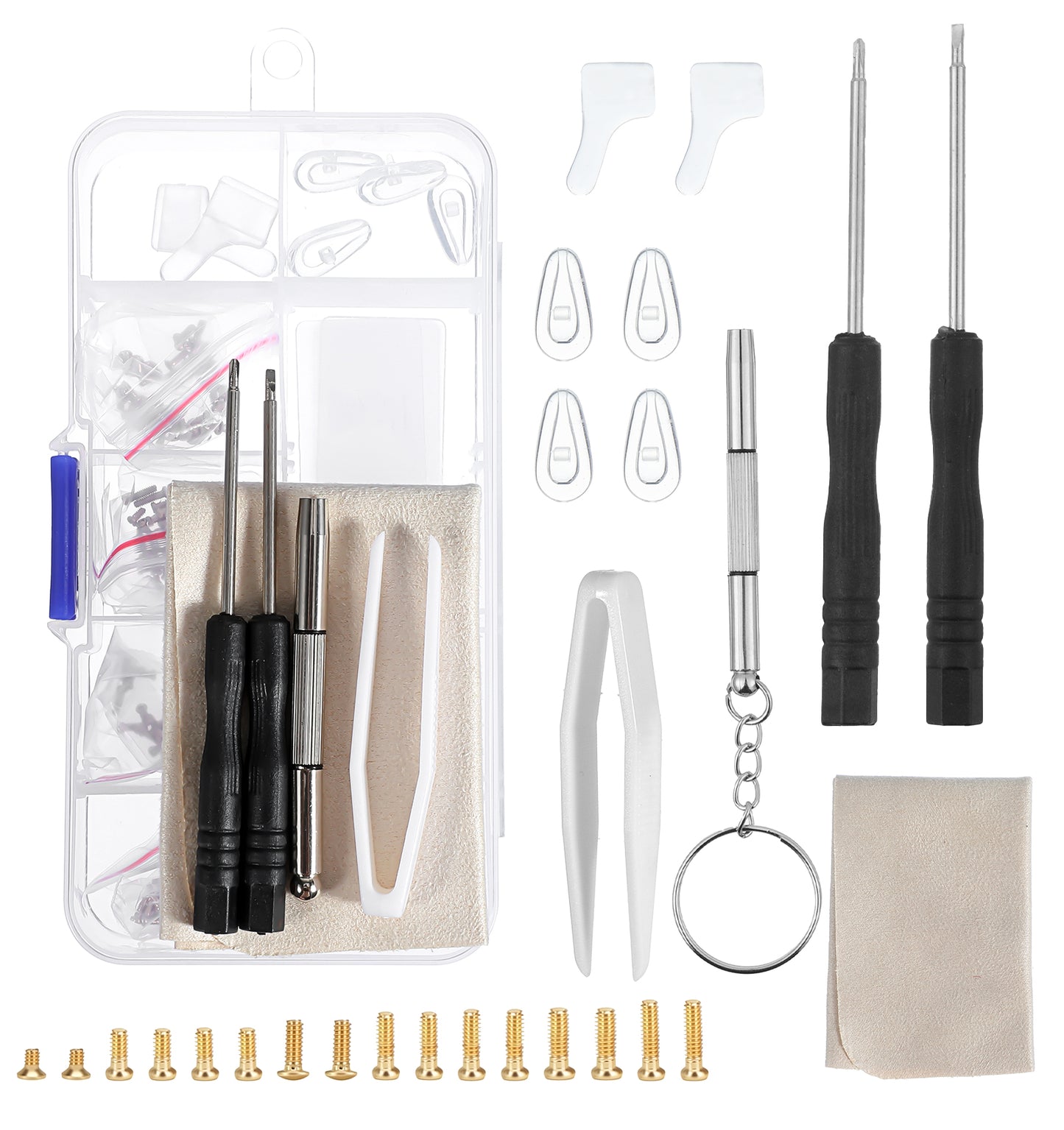 Glasses Repair Kit with Screws and Screwdriver, Eyeglass Repair Kit