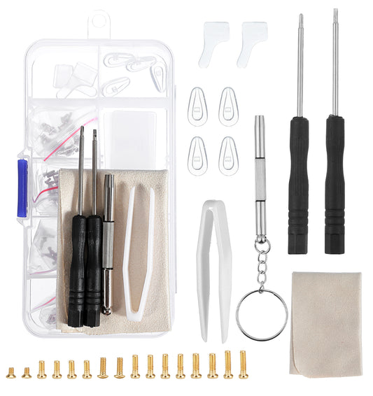Glasses Repair Kit with Screws and Screwdriver, Eyeglass Repair Kit