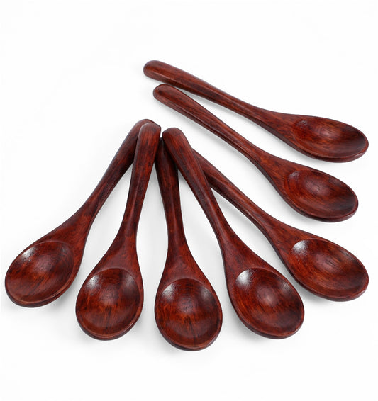 7Pcs Wooden Spoons for Eating, Lightweight Wooden Teaspoons, Multipurpose Wood Spoon for Tea Coffee Jam Yogurt Ice Cream