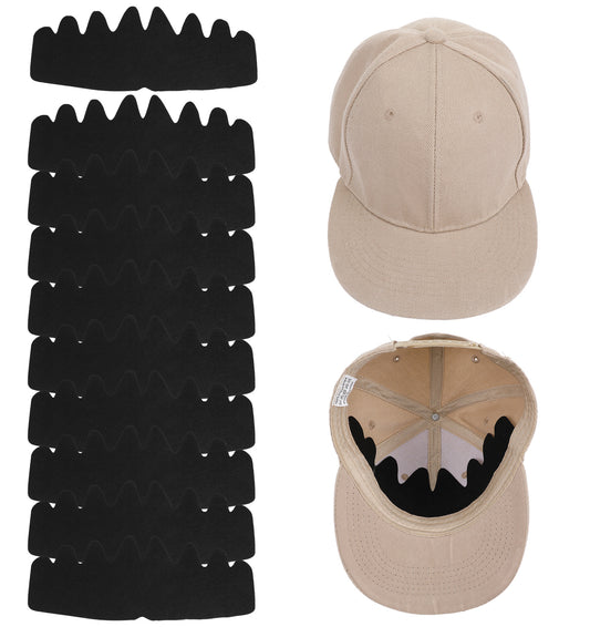 ValueBargain 10 PCS Hat Sweat Liner, 29 * 12.5 Cm Felt Sweat Hat Liners for Men, Washable & Reusable Adjustable Fit Insert (Black)