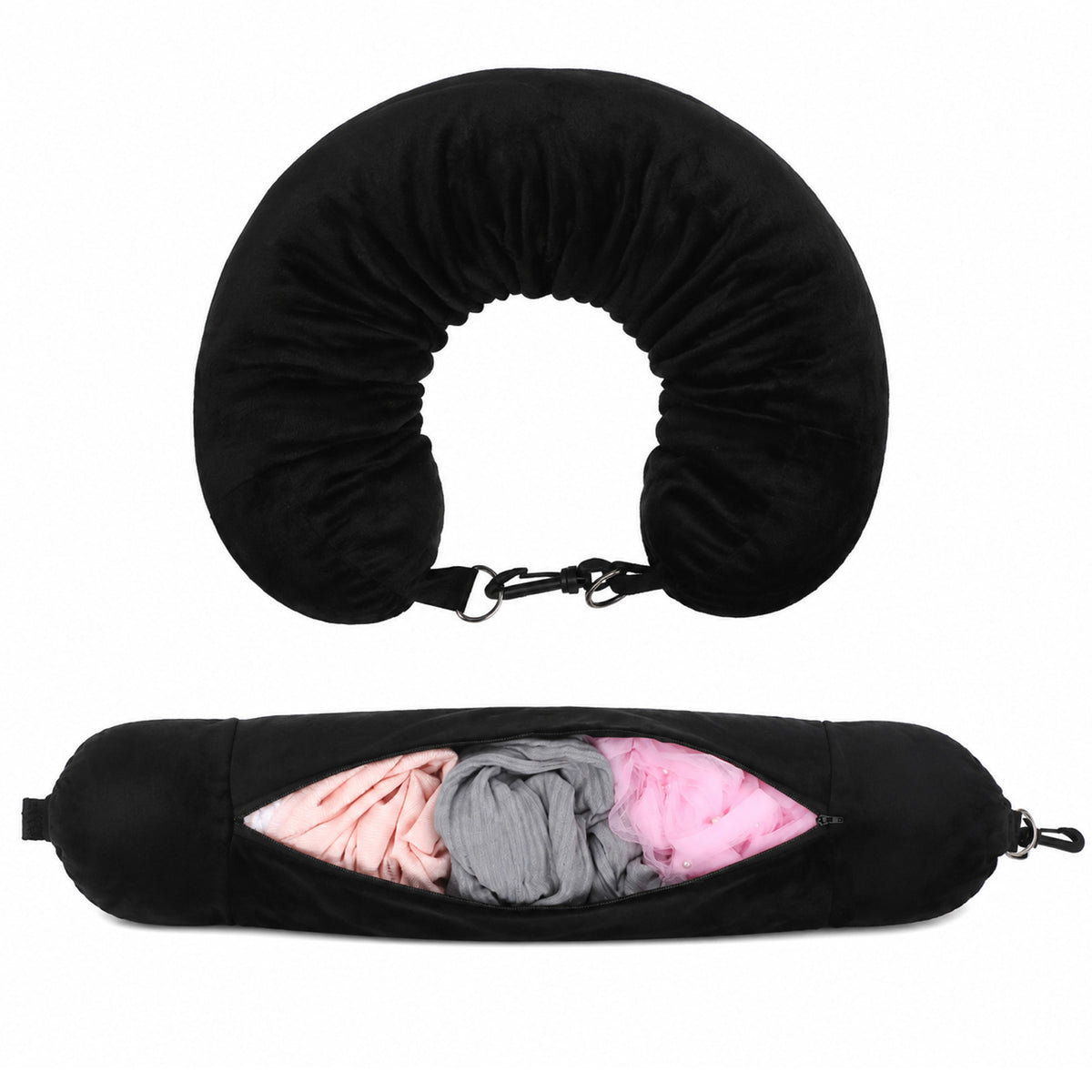 Elegaperma Stuffable Neck Pillow for Travel, Velvet Stuffable Travel Pillow