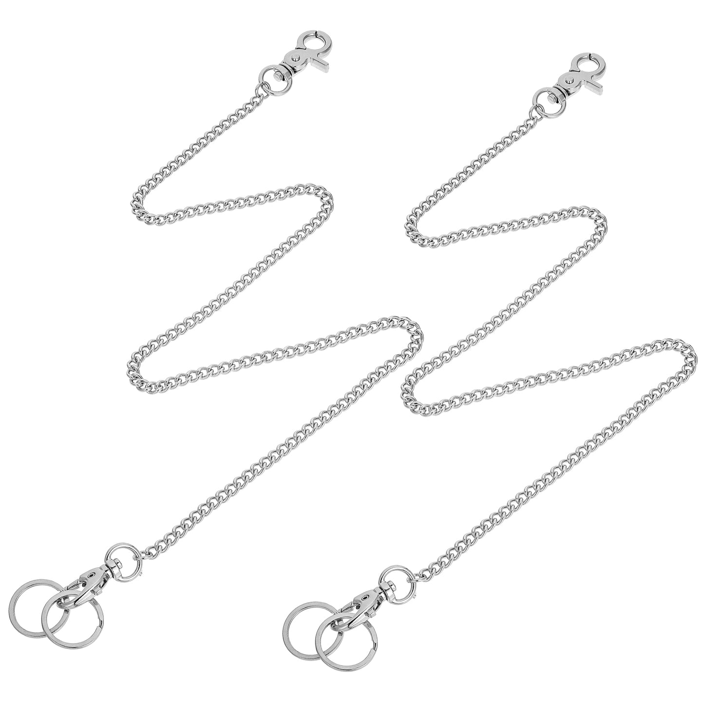 oruola 3pcs Key Chains for Men,Heavy Duty Key Chain,70 CM Long Metal Pants Chain Pocket Keychain Wallet Chain with Lobster Clasp and 2 Keyrings for Jeans Pants,Key Chains for Men and Women,Silver