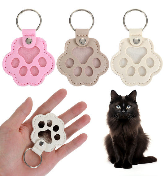 ValueBargain Refillable PET Keychain, 3Pcs Dog Fur Keychain, 3D Paw Print Relief Reinforced Hanging Buckle Design, Holds PET Fur for Pets Lover Gift ?White Pink Khaki?