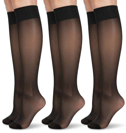 Thrymme Pop Socks Women Knee High, 6 Pack Knee High Tights for Women Sheer Thin Tights, Comfortable and Stylish for Daily Wear, Reinforced Toe for Durability