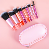 Oruola 10 Pcs Travel Makeup Brushes,Mini Makeup Brushes with Makeup Brush Pouch,PortableTravel Size Makeup Brushes Professional,Makeup Brush Sets for Foundation Blush Powder Eye,Multicolor