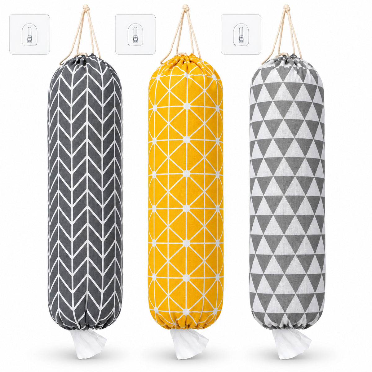 Elegaperma 3Pcs Plastic Bag Holder, Hanging Carrier Bag Storage with Loop