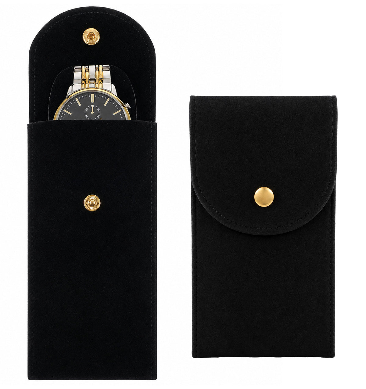 Thrymme 2 Pack Velvet Watch Pouch, Portable Watch Travel Pouch